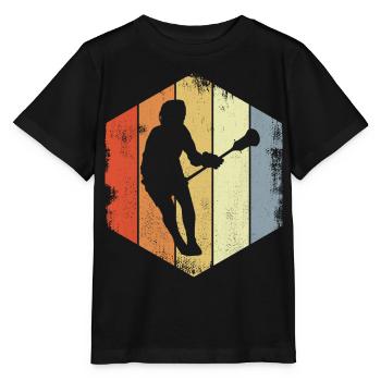 Vintage Lacrosse Spieler - Stanley/Stella Kinder T-Shirt MINI CREATOR  - Schwarz - Vorne - Mikhail (115cm)
