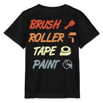 Brush Roller Tape Paint - Stanley/Stella Kinder T-Shirt MINI CREATOR  - Schwarz - Vorne - Mikhail (115cm)