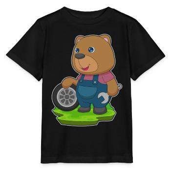 Bär Automechaniker Autoreifen Autowerkstatt - Stanley/Stella Kinder T-Shirt MINI CREATOR  - Schwarz - Vorne - Mikhail (115cm)