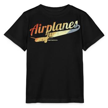 Avions rétro - T-shirt bio MINI CREATOR Stanley/Stella Enfant - noir - Devant - Mikhail (115cm)
