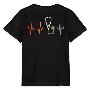 Vintage Stethoskop Pulsschlag - Stanley/Stella Kinder T-Shirt MINI CREATOR  - Schwarz - Vorne - Mikhail (115cm)