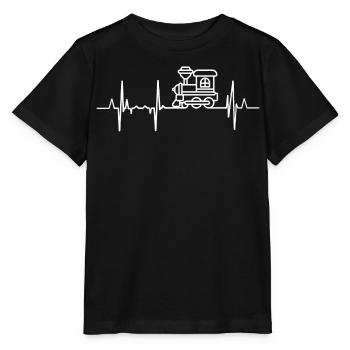 Dampflokomotive Herzschlag - Stanley/Stella Kinder T-Shirt MINI CREATOR  - Schwarz - Vorne - Mikhail (115cm)