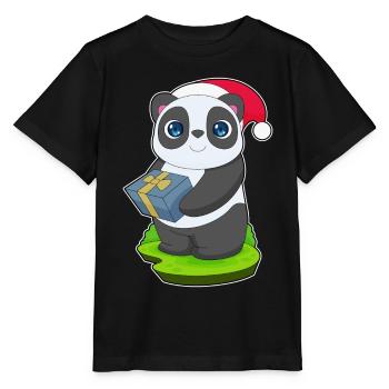 Panda Christmas Package - Stanley/Stella MINI CREATOR Kids’ T-Shirt - black - Front - Mikhail (115cm)
