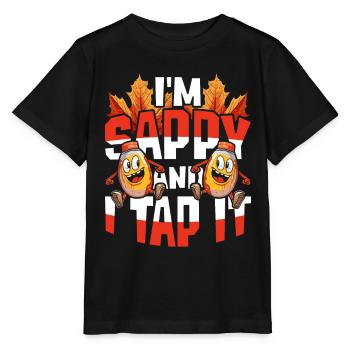 Sirop d’érable Je suis séveux et je le tapote - T-shirt bio MINI CREATOR Stanley/Stella Enfant - noir - Devant - Mikhail (115cm)