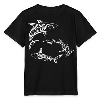 Weiße polynesische Haie - Stanley/Stella Kinder T-Shirt MINI CREATOR  - Schwarz - Vorne - Mikhail (115cm)