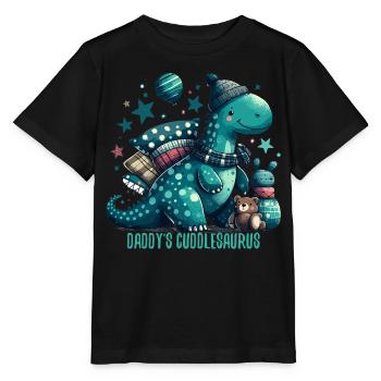 Daddy’s Cuddlesaurus Kuschel-Dinosaurier Geschenk - Stanley/Stella Kinder T-Shirt MINI CREATOR  - Schwarz - Vorne - Mikhail (115cm)