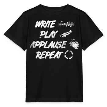 écrire, jouer, applaudir, répéter - T-shirt bio MINI CREATOR Stanley/Stella Enfant - noir - Devant - Mikhail (115cm)