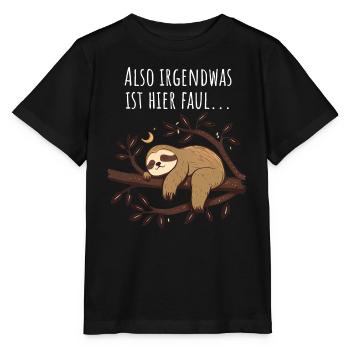 Il y a quelque chose de louche ici | Cadeau de paresseux - T-shirt bio MINI CREATOR Stanley/Stella Enfant - noir - Devant - Mikhail (115cm)