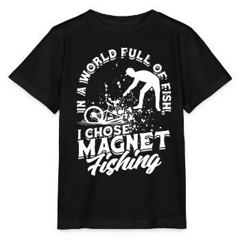 Pêche à l’aimant Pêche à l’aimant - T-shirt bio MINI CREATOR Stanley/Stella Enfant - noir - Devant - Mikhail (115cm)