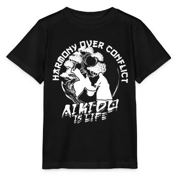 Harmony Over Conflict Aikido Is Life - Stanley/Stella MINI CREATOR Kids’ T-Shirt - black - Front - Mikhail (115cm)