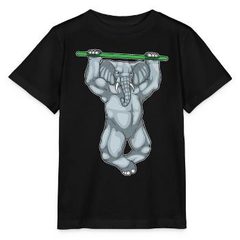 Elephant Bodybuilder Pull-Ups Bodybuilding - Stanley/Stella MINI CREATOR Kids’ T-Shirt - black - Front - Mikhail (115cm)