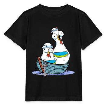 Huhn Matrose Seemann maritim Anker Ahoi Reise - Stanley/Stella Kinder T-Shirt MINI CREATOR  - Schwarz - Vorne - Mikhail (115cm)