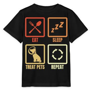 Essen Schlafen Tiere behandeln - Stanley/Stella Kinder T-Shirt MINI CREATOR  - Schwarz - Vorne - Mikhail (115cm)