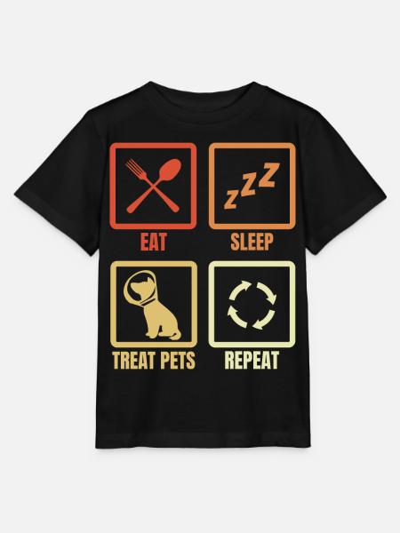 Essen Schlafen Tiere behandeln - Stanley/Stella Kinder T-Shirt MINI CREATOR - Schwarz