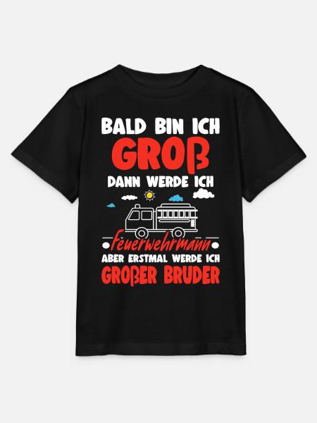 Nachwuchs Verkünden Werde Großer Bruder Feuerwehr - Stanley/Stella Kinder T-Shirt MINI CREATOR  - Schwarz