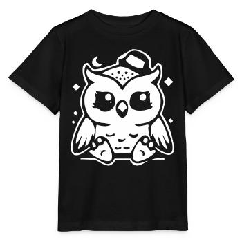 Cute Owl Figurine with Hat - Stanley/Stella MINI CREATOR Kids’ T-Shirt - black - Front - Mikhail (115cm)