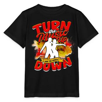 Salsa Turn The Music Up And The World Down - Stanley/Stella MINI CREATOR Kids’ T-Shirt - black - Front - Mikhail (115cm)