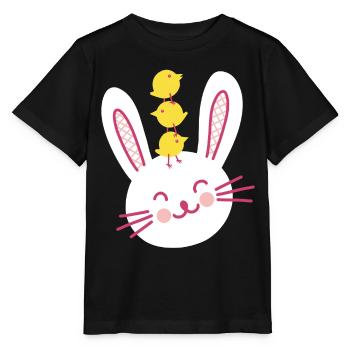 Lapin de Pâques et trois poussins mignons - T-shirt bio MINI CREATOR Stanley/Stella Enfant - noir - Devant - Mikhail (115cm)