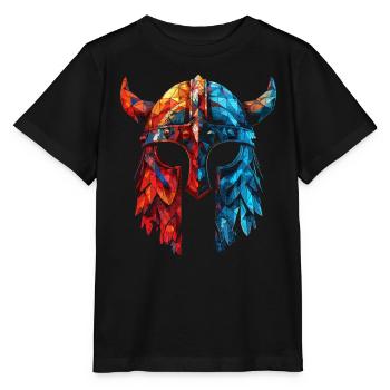 Wikinger-Helm mit Hörnern - Stanley/Stella Kinder T-Shirt MINI CREATOR  - Schwarz - Vorne - Mikhail (115cm)