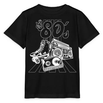 80er Nostalgie Boombox Sneaker - Stanley/Stella Kinder T-Shirt MINI CREATOR  - Schwarz - Vorne - Mikhail (115cm)