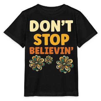 Blütenmuster mit Positiv-Slogan - Stanley/Stella Kinder T-Shirt MINI CREATOR  - Schwarz - Vorne - Mikhail (115cm)