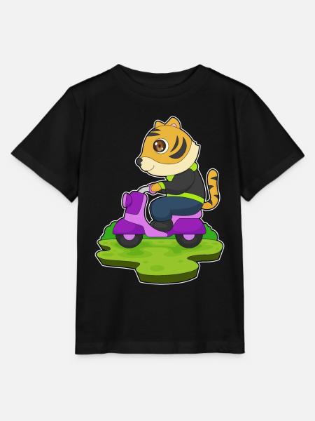 Tiger Motorroller - Stanley/Stella Kinder T-Shirt MINI CREATOR  - Schwarz