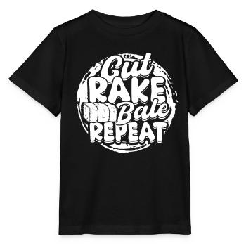 Farmer Straw Bale Cut Rake Bale Repeat - Stanley/Stella MINI CREATOR Kids’ T-Shirt - black - Front - Mikhail (115cm)