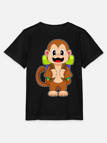 Affe Wanderer Rucksack Wandern - Stanley/Stella Kinder T-Shirt MINI CREATOR - Schwarz