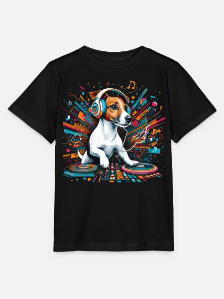 Jack Russell Terrier DJ muziek cadeau - Stanley/Stella Kinder-T-shirt MINI CREATOR - zwart