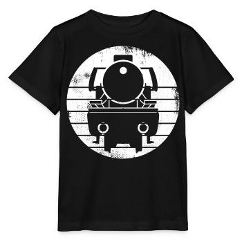 Dampflokomotive Zeichnung - Stanley/Stella Kinder T-Shirt MINI CREATOR  - Schwarz - Vorne - Mikhail (115cm)
