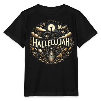 Hallelujah Kreisornament Lichtstrahlen - Stanley/Stella Kinder T-Shirt MINI CREATOR  - Schwarz - Vorne - Mikhail (115cm)