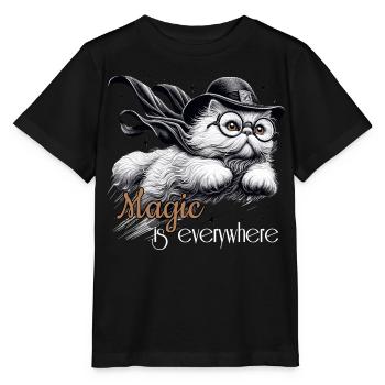 Magic Persian White Persian Cat Gift - Stanley/Stella MINI CREATOR Kids’ T-Shirt - black - Front - Mikhail (115cm)