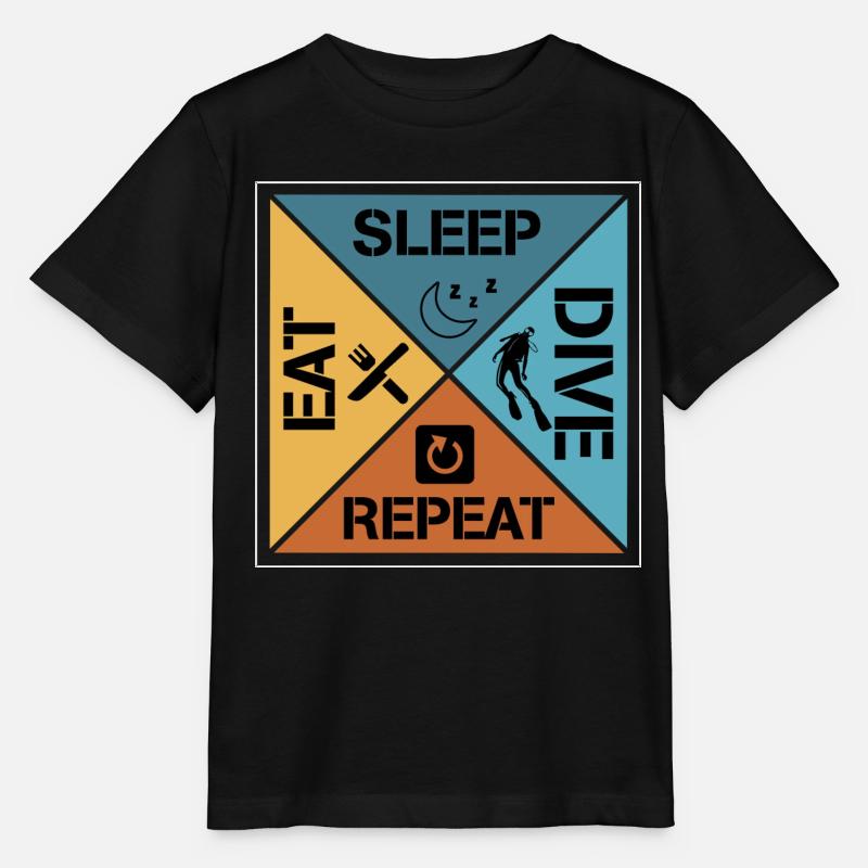 Eat sleep dive repeat - Stanley/Stella Kinder T-Shirt MINI CREATOR  - Schwarz