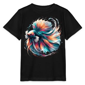 Betta Splendens Lumineux, Coloré - T-shirt bio MINI CREATOR Stanley/Stella Enfant - noir - Devant - Mikhail (115cm)