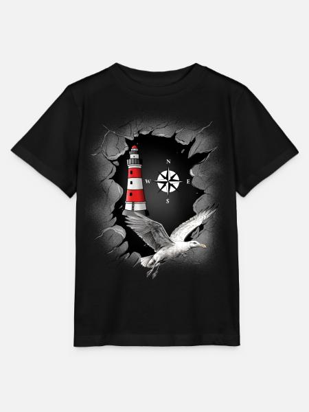 Möwe Leuchtturm Kompass maritim Ahoi - Stanley/Stella Kinder T-Shirt MINI CREATOR - Schwarz