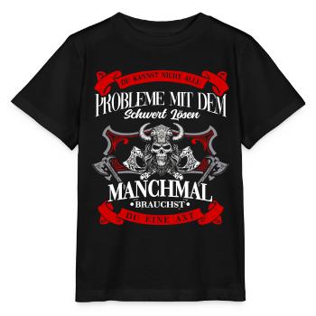 Wikinger Tshirt Viking Valhalla Walhalla Gott Odin - Stanley/Stella Kinder T-Shirt MINI CREATOR  - Schwarz - Vorne - Mikhail (115cm)
