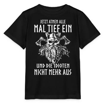 Wikinger Tshirt Viking Valhalla Walhalla Gott Odin - Stanley/Stella Kinder T-Shirt MINI CREATOR  - Schwarz - Vorne - Mikhail (115cm)