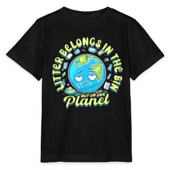 Umweltschutz Litter Belongs In The Bin - Stanley/Stella Kinder T-Shirt MINI CREATOR  - Schwarz - Vorne - Mikhail (115cm)