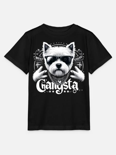 Prezent dla psa West Highland White Terrier Gangsta - Koszulka dziecięca Stanley/Stella MINI CREATOR  - czarny