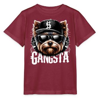 Yorkshire Terrier Yorkie Gangsta Gangster Dog Ges - Stanley/Stella MINI CREATOR Kids’ T-Shirt - burgundy - Front - Kain (125cm)