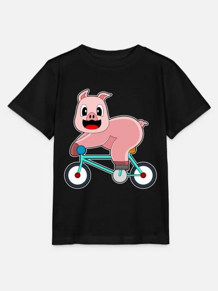 Schwein Fahrrad - Stanley/Stella Kinder T-Shirt MINI CREATOR - Schwarz