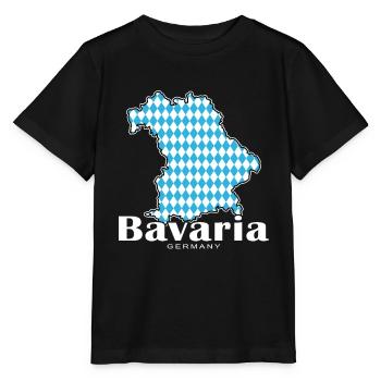 Bavière, Allemagne, Contour Drapeau - T-shirt bio MINI CREATOR Stanley/Stella Enfant - noir - Devant - Mikhail (115cm)