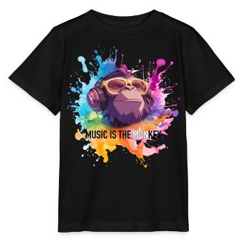 Musik ist der Monkey Wortwitz - Stanley/Stella Kinder T-Shirt MINI CREATOR  - Schwarz - Vorne - Mikhail (115cm)