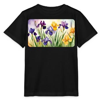 Iris Romantiques - Aquarelles - T-shirt bio MINI CREATOR Stanley/Stella Enfant - noir - Devant - Mikhail (115cm)