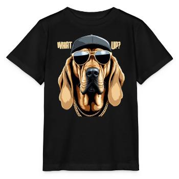 Bloodhound Whats Up Gangsta Dog Gift - Stanley/Stella MINI CREATOR Kids’ T-Shirt - black - Front - Mikhail (115cm)