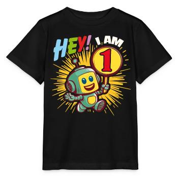Un an petit robot bonjour j’ai 1 an - T-shirt bio MINI CREATOR Stanley/Stella Enfant - noir - Devant - Mikhail (115cm)