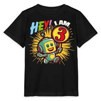 Petit robot de trois ans Bonjour j’ai 3 ans - T-shirt bio MINI CREATOR Stanley/Stella Enfant - noir - Devant - Mikhail (115cm)