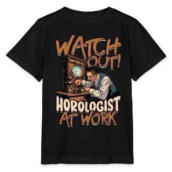 Horloger Attention ! Horloger au travail - T-shirt bio MINI CREATOR Stanley/Stella Enfant - noir - Devant - Mikhail (115cm)