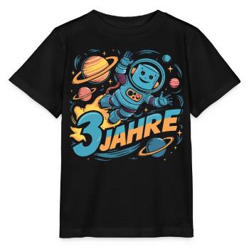 3 Jahre Kleiner Roboter als Astronaut im Weltraum - Stanley/Stella Kinder T-Shirt MINI CREATOR  - Schwarz - Vorne - Mikhail (115cm)