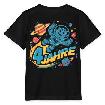 4 Jahre Kleiner Roboter Astronaut im Weltraum - Stanley/Stella Kinder T-Shirt MINI CREATOR  - Schwarz - Vorne - Mikhail (115cm)